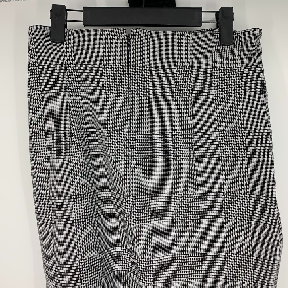 H&M Skirt Glen Plaid Pencil Straight Midi Tie High Waist Slit Womens Size 10 - Picture 8 of 12